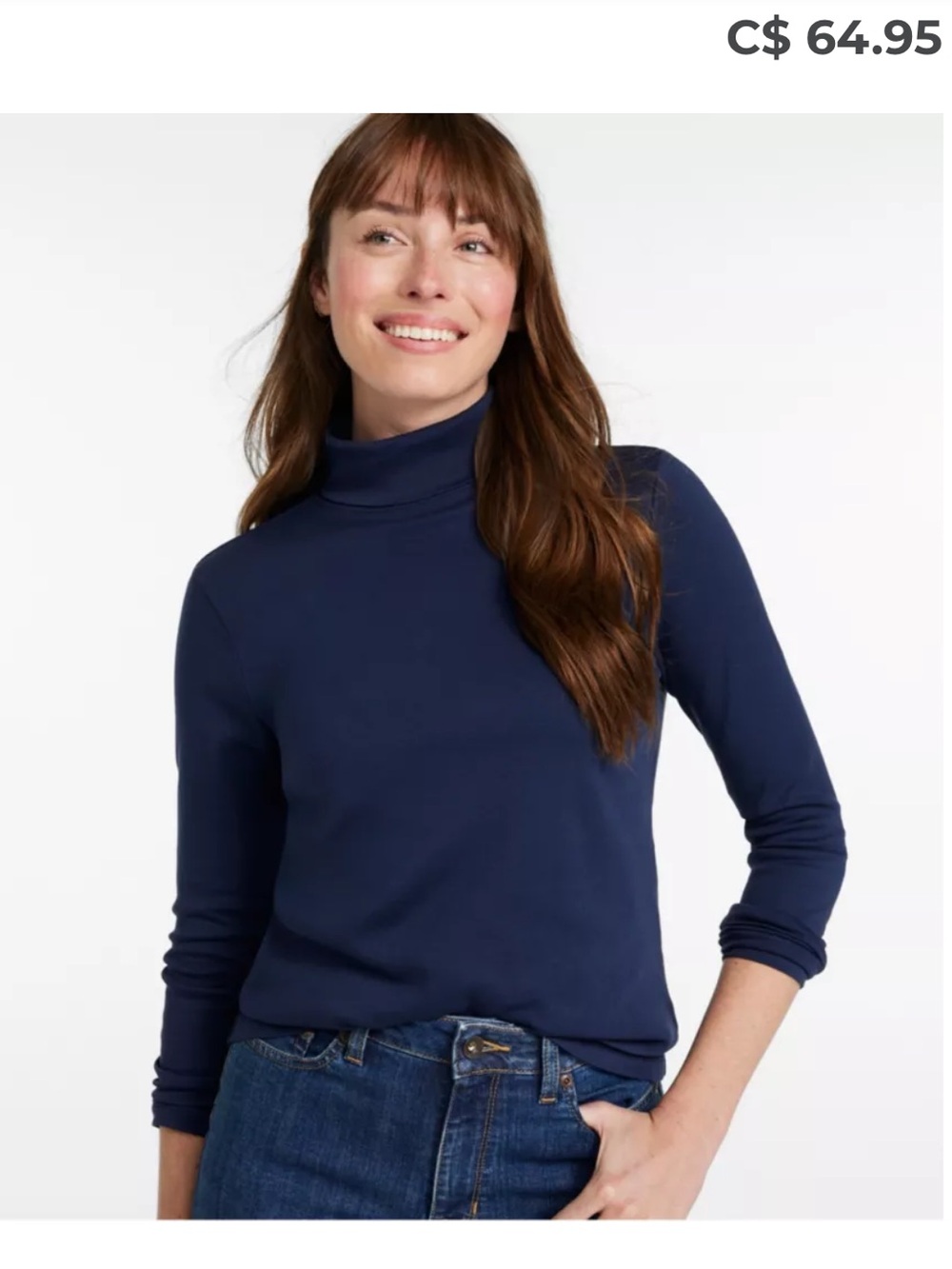 L.L. Bean Women's 100% supima cotton Turtleneck in Navy Small NWT